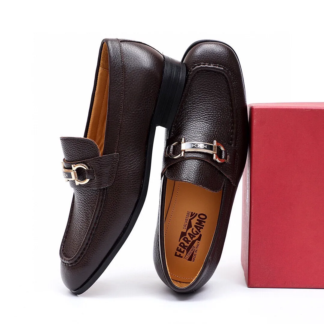 Men's Men's Shoes 💰540 💐[Ferragamo/Ferragamo] New 🐲Ferragamo* Ferragamo classic formal leather shoes! It uses imported first-layer pebbled cowhide leather upper + luxurious hardware buckle, and the inner first-layer comfortable cowhide leather lining! Original wear-resistant rubber outsole! Code number 38-44 (45🉑️customized)